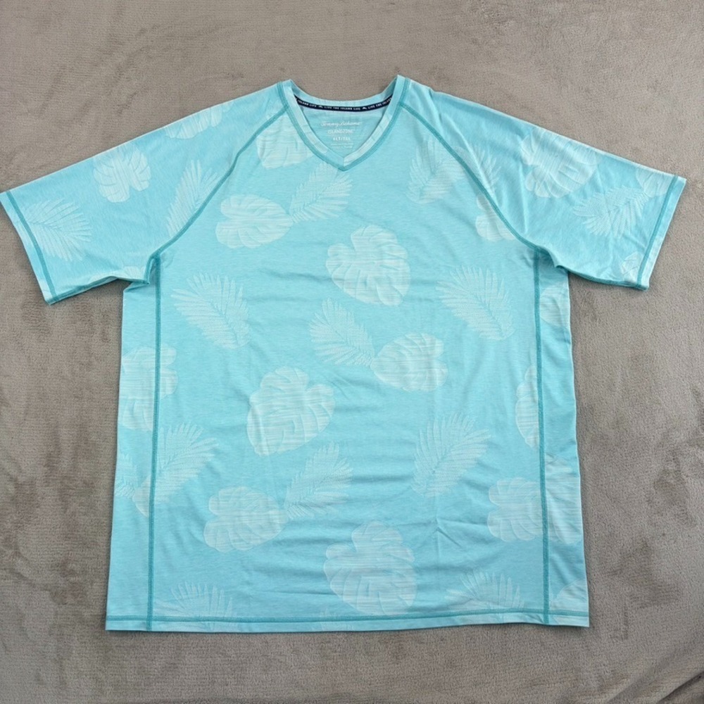 Tommy Bahama Delray Frond IslandZone V-Neck T-Shirt in‎ Blue Men XLT Tall NWOT